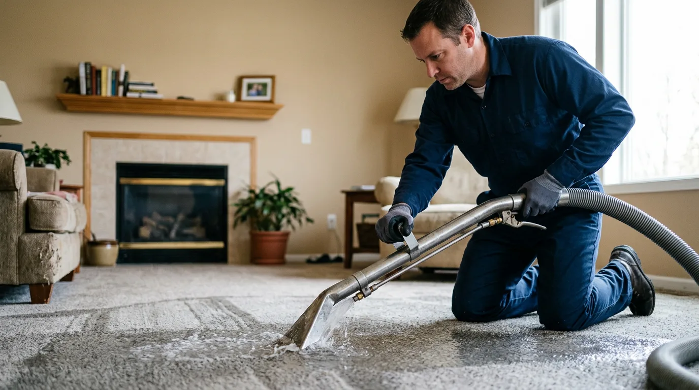 Water damage restoration technician working near Houlton, WI